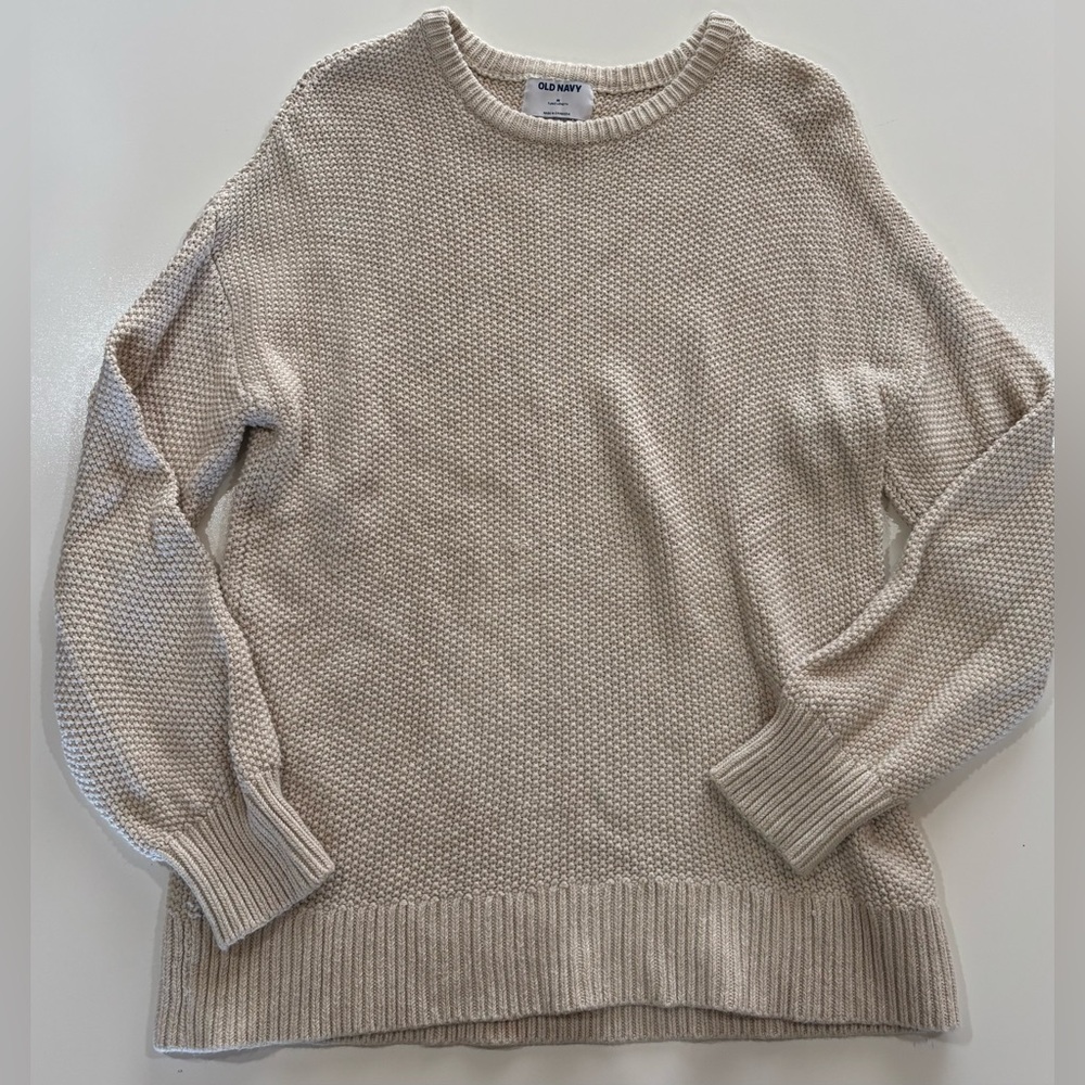 Old Navy Cream Waffle Knit Crewneck Sweater